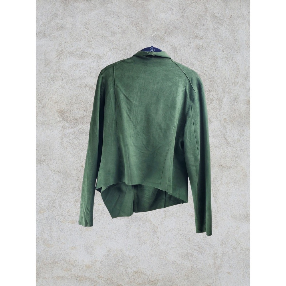 Blank NYC Green‎ Faux Suede Drape Front Moto Jacket 76X-9020NO Womens L - Picture 4 of 6